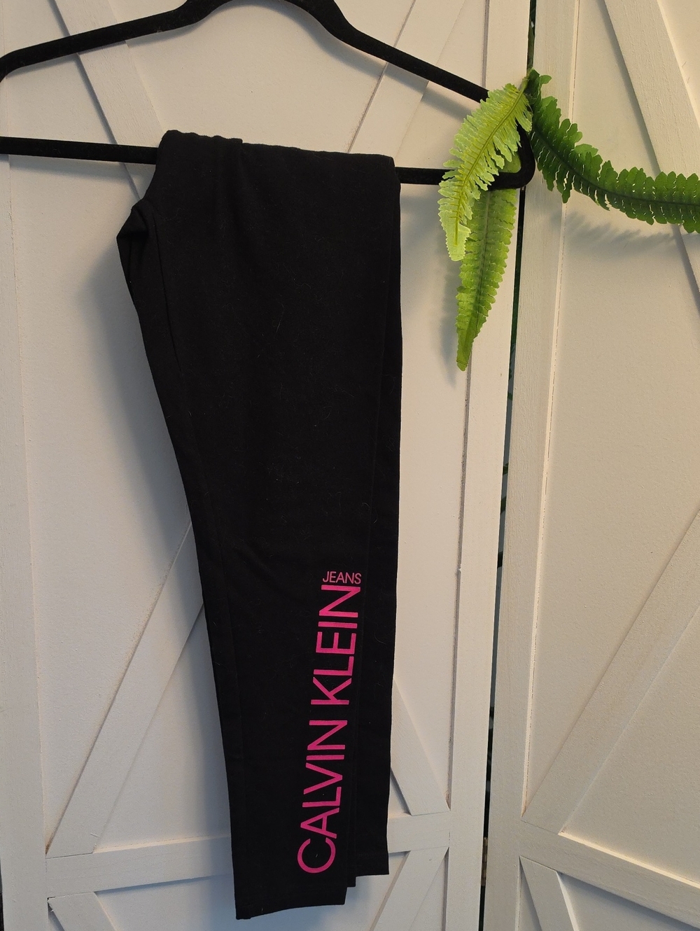 New 2 Pack Black Leggings Calvin Klein Kids Black Leggings with Pink Logo Script